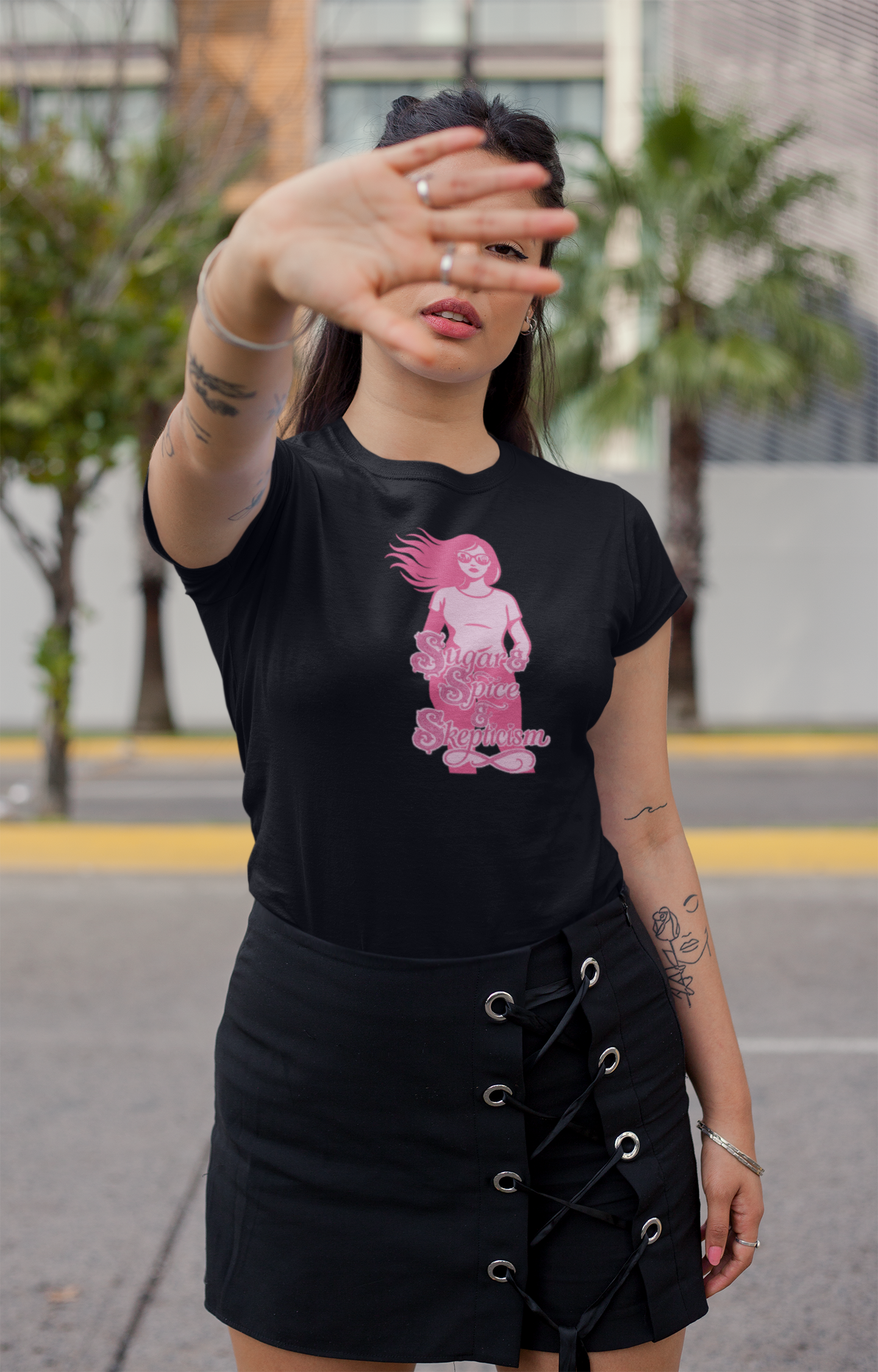 Sugar & Spice & Skepticism Tee – Cute Feminine Graphic Shirt