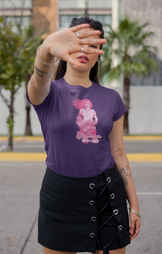 Sugar & Spice & Skepticism Tee – Cute Feminine Graphic Shirt